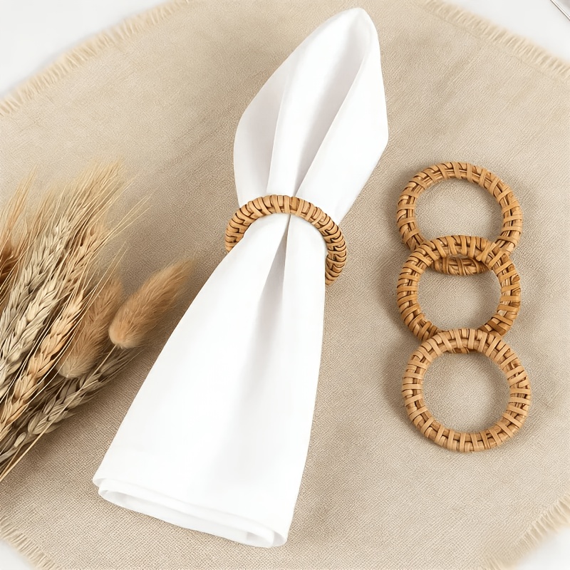 Outdoor Furniture Rh - 6pcs Handmade rattan napkins with Bohemian