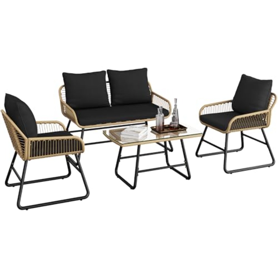 Outdoor Furniture Loveseat - Patio Furniture Set, Outdoor Wicker Conversation