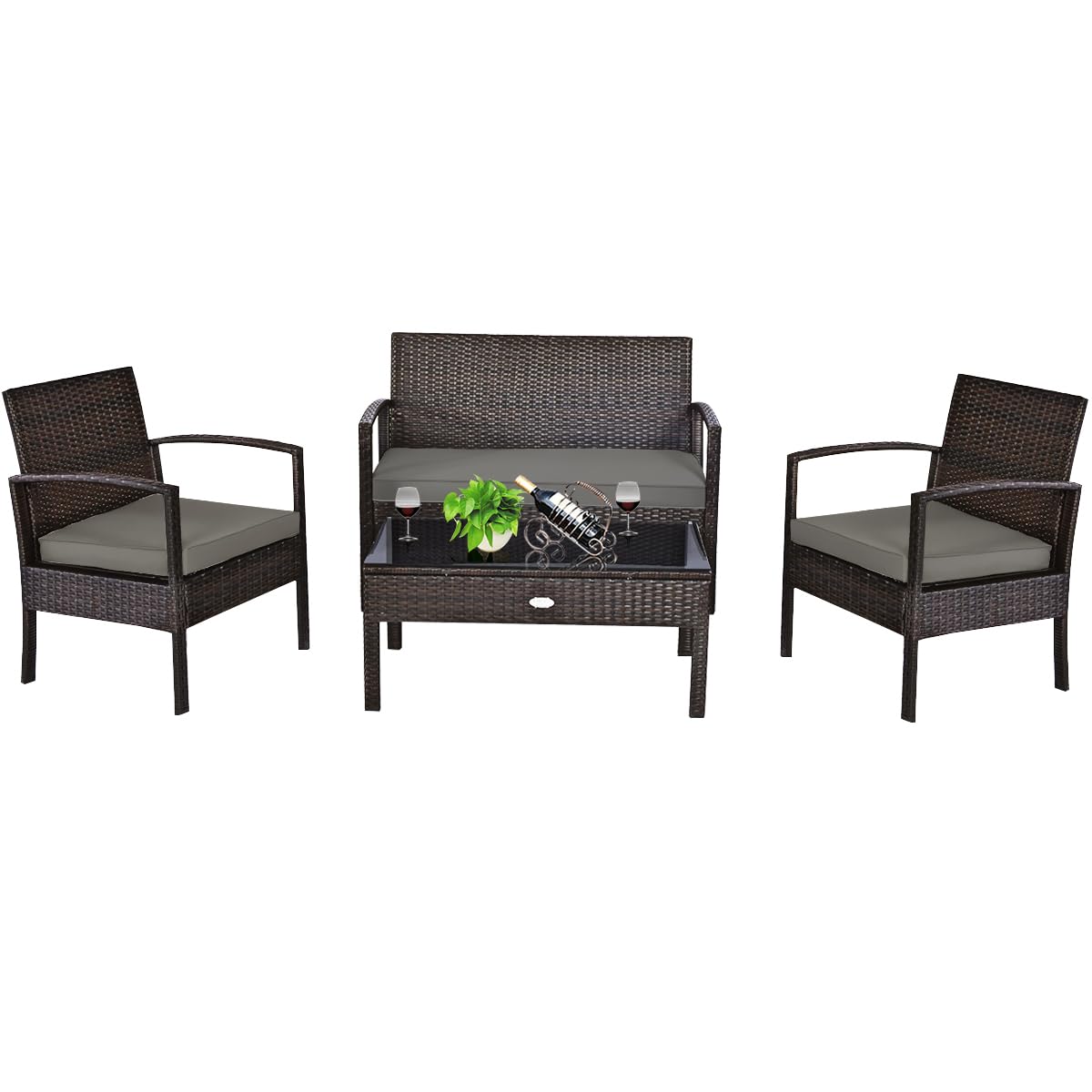 Outdoor Furniture Balcony - Outdoor Wicker Furniture Set 4 Pieces