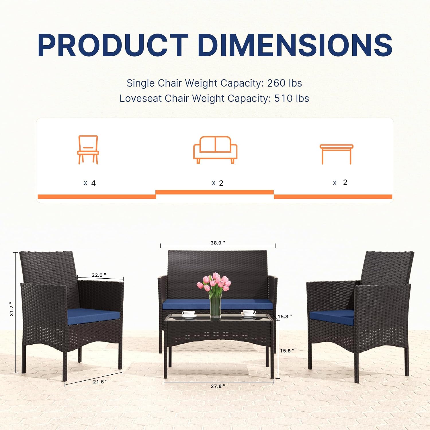 8 Pieces Patio Furniture Set,  - Outdoor Furniture Loveseat ulasan dan harga
