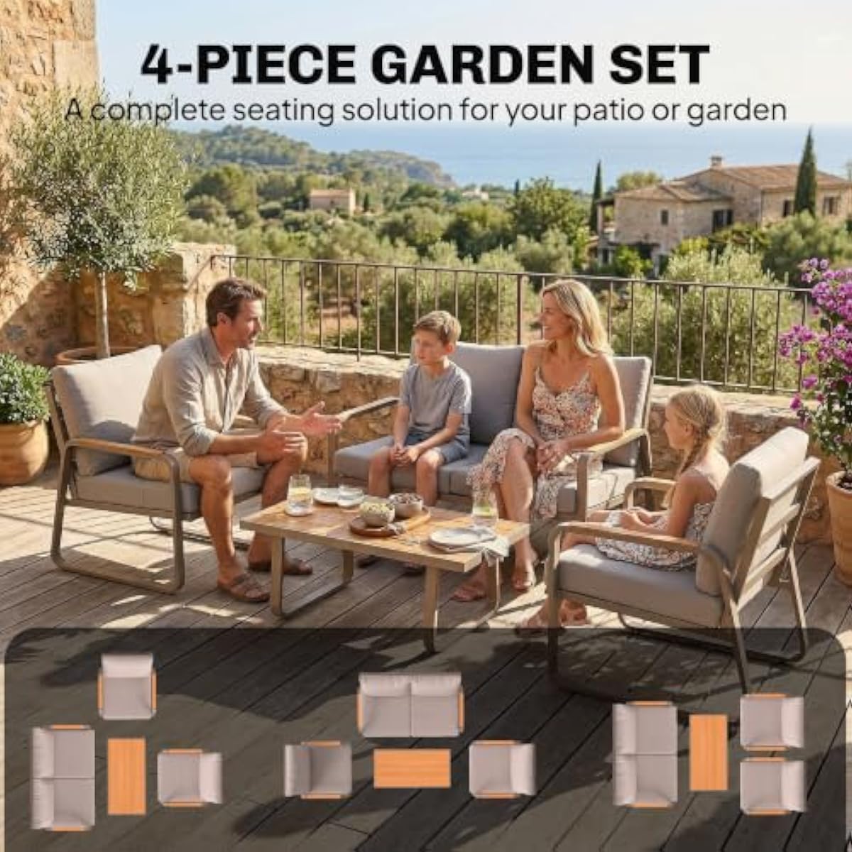 4-Piece Outdoor Lounge Collect - Outdoor Furniture Loveseat ulasan dan harga