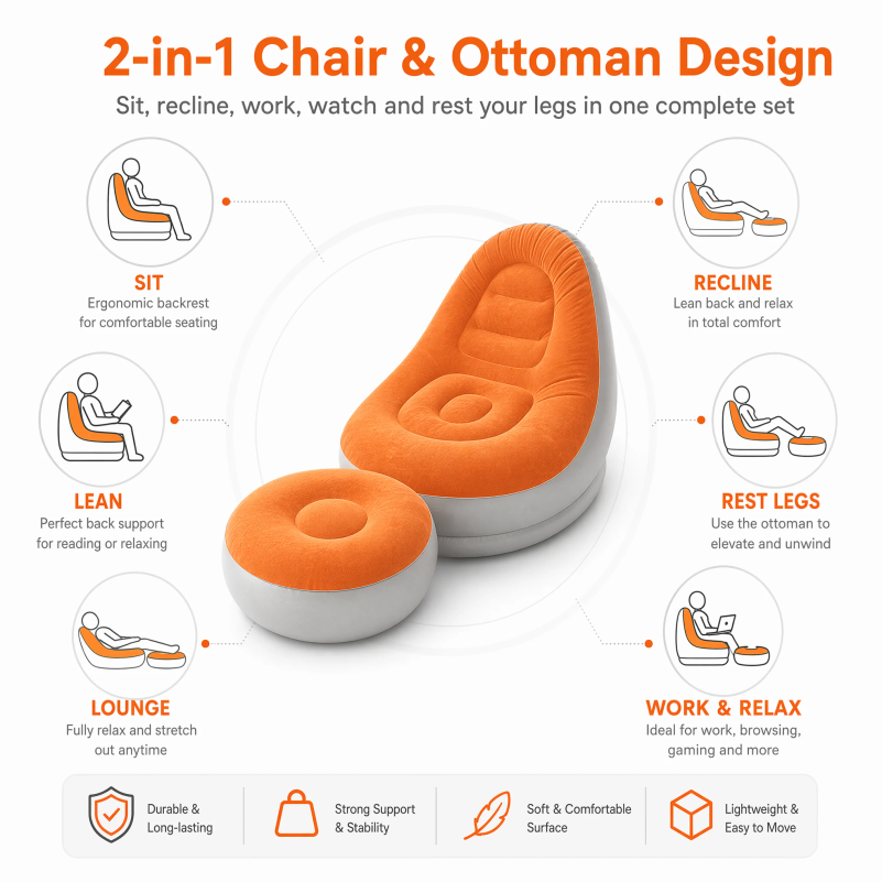 Flocking Inflatable Lazy Sofa  - Outdoor Furniture Bali ulasan dan harga