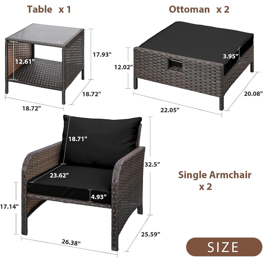 Balcony urniture 5 Piece Patio - Outdoor Furniture No Cushions ulasan dan harga