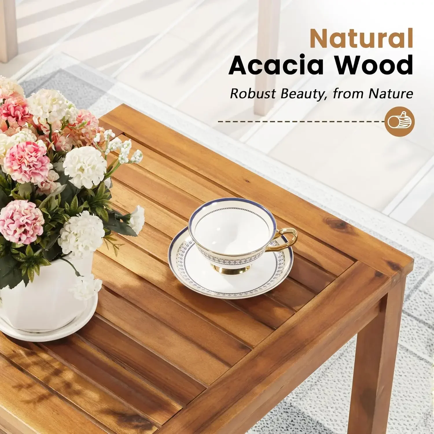 Patio Chairs 3 Piece Acacia Wo - Outdoor Furniture Table And Chairs ulasan dan harga