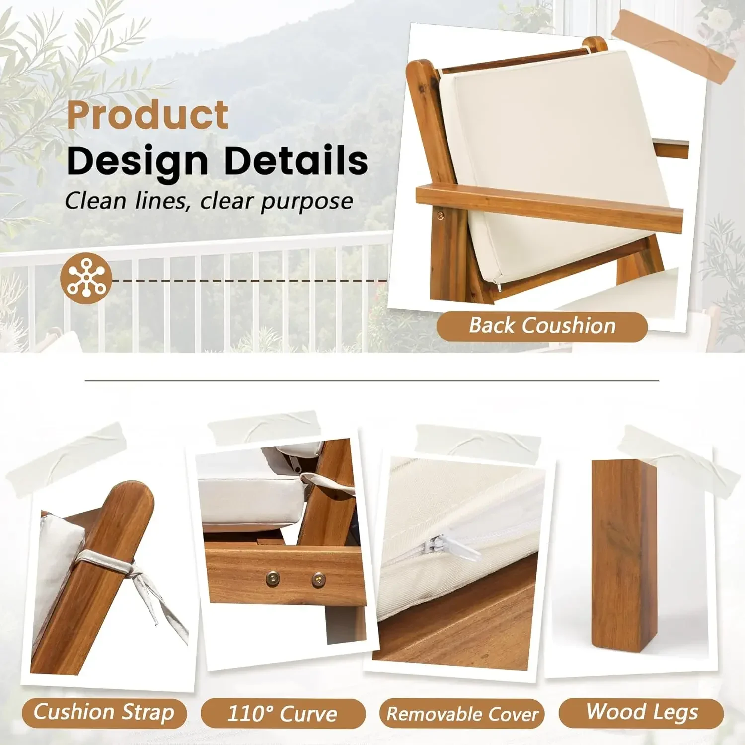 Patio Chairs 3 Piece Acacia Wo - Outdoor Furniture Table And Chairs ulasan dan harga