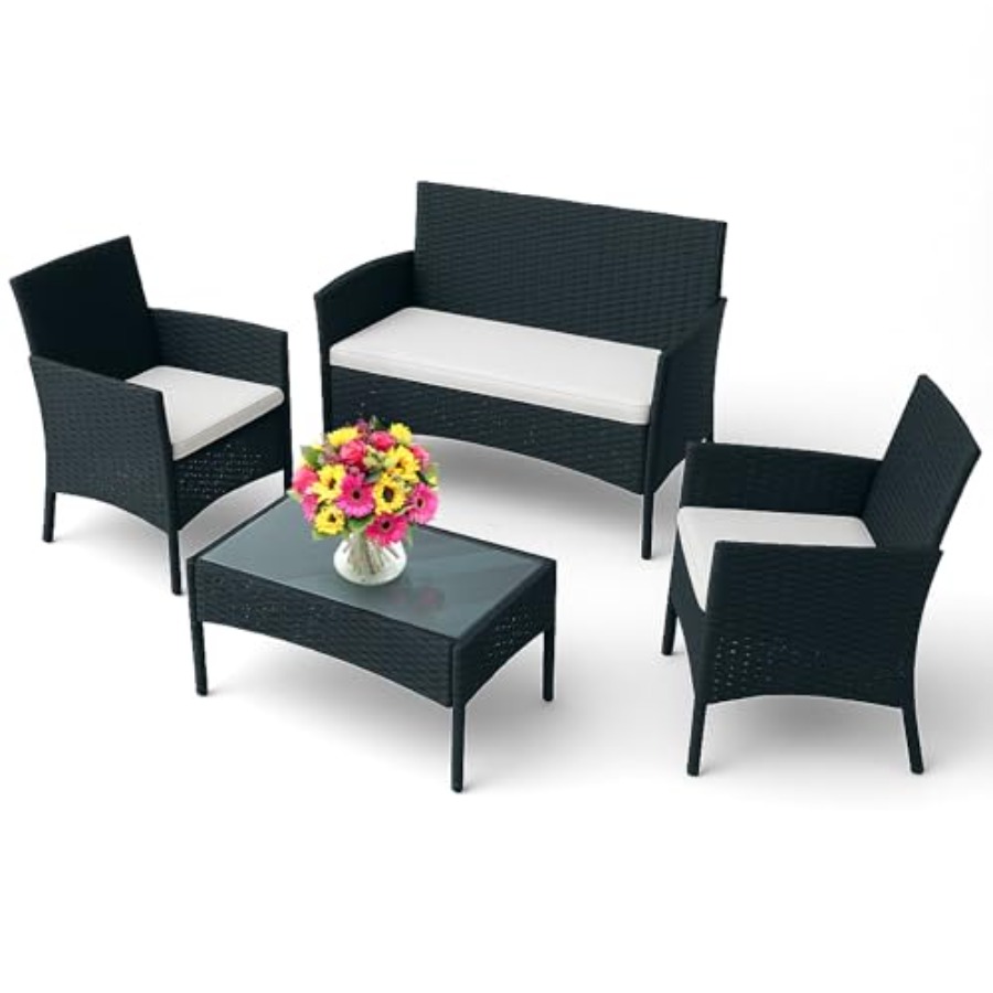 4-Piece Outdoor Patio Furnitur - Outdoor Furniture Loveseat ulasan dan harga