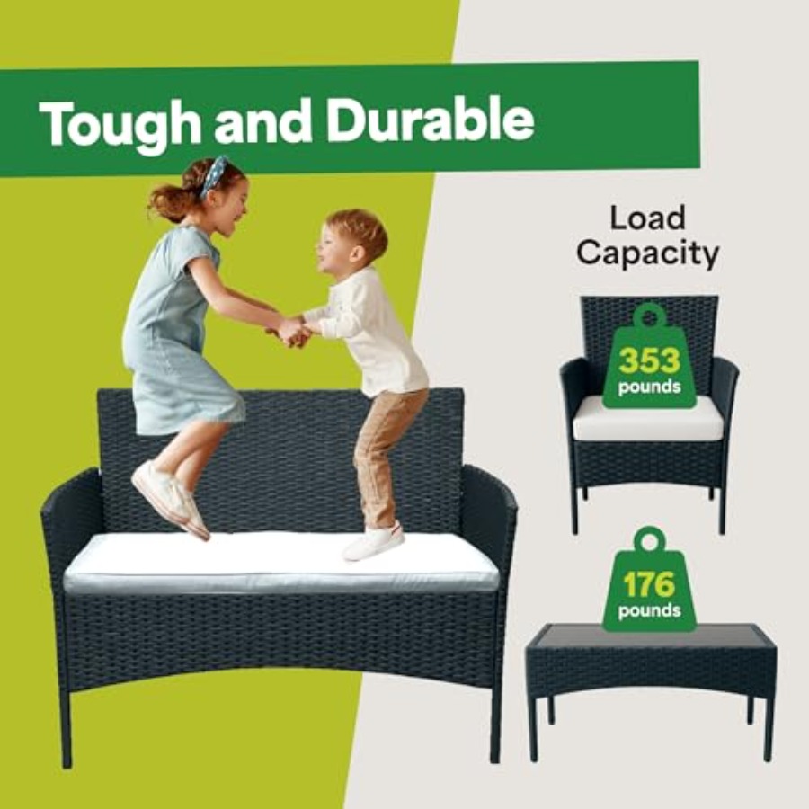 4-Piece Outdoor Patio Furnitur - Outdoor Furniture Loveseat ulasan dan harga