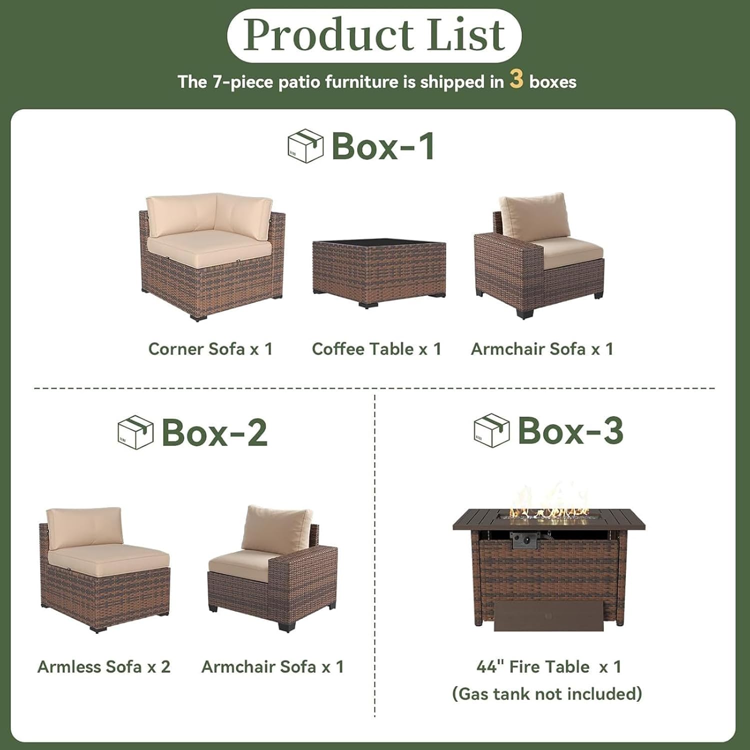 7 Piece Patio Furniture Set wi - Outdoor Furniture With Fire Pit Table ulasan dan harga