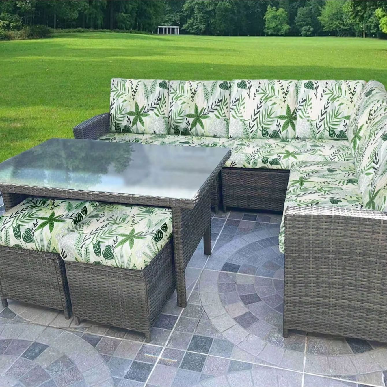 Outdoor Tropical Print Sofa Cu - Outdoor Furniture No Cushions ulasan dan harga
