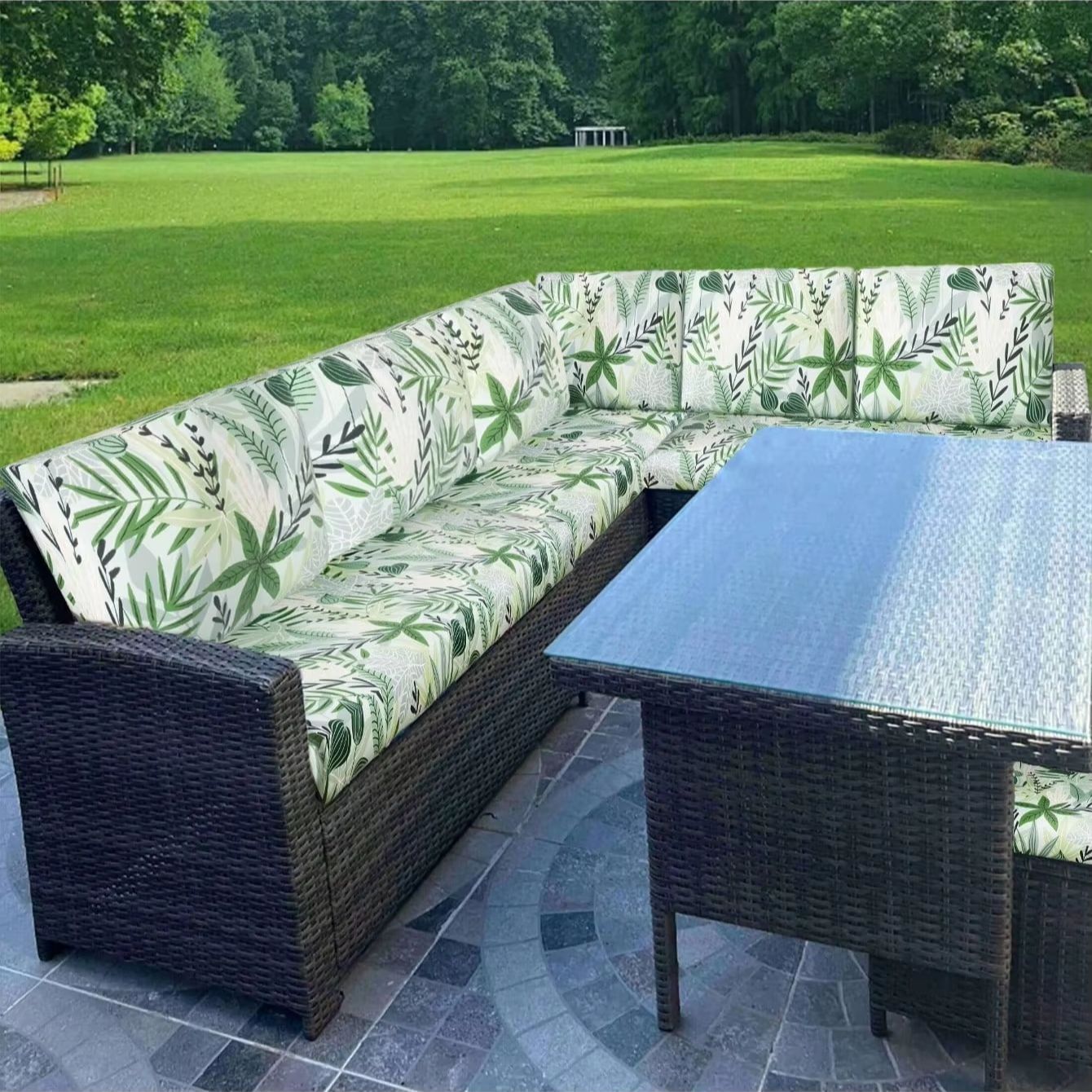 Outdoor Tropical Print Sofa Cu - Outdoor Furniture No Cushions ulasan dan harga