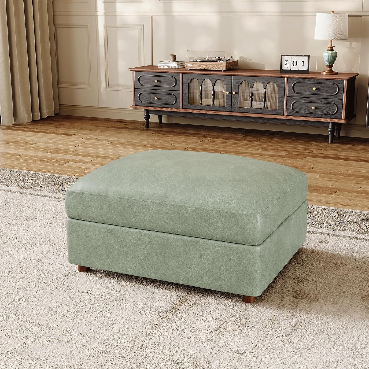 Green Faux Leather Ottoman Mod - Outdoor Furniture Green ulasan dan harga