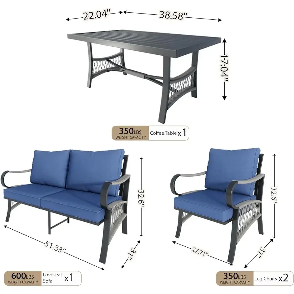 4-Piece Outdoor Metal Patio Fu - Outdoor Furniture Loveseat ulasan dan harga