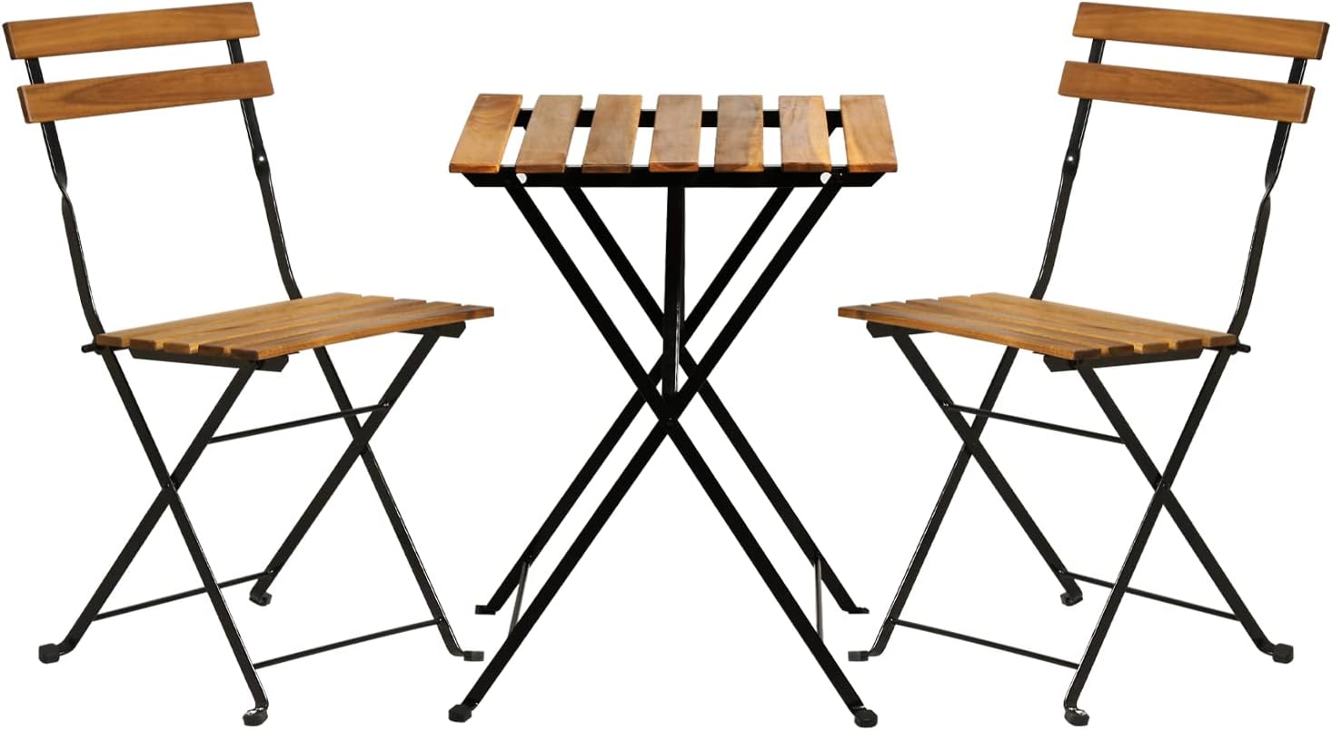 Natural wood 3-piece folding p - Outdoor Furniture Table And Chairs ulasan dan harga