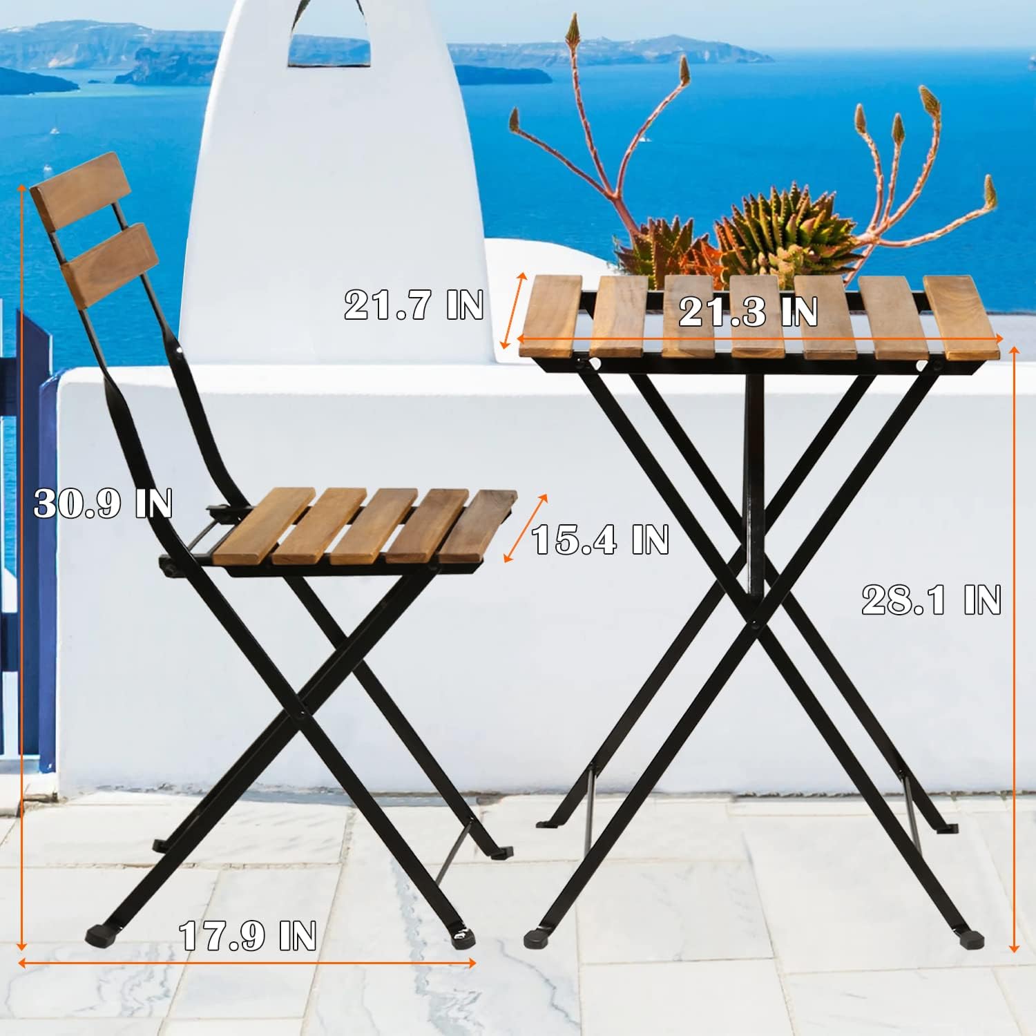 Natural wood 3-piece folding p - Outdoor Furniture Table And Chairs ulasan dan harga