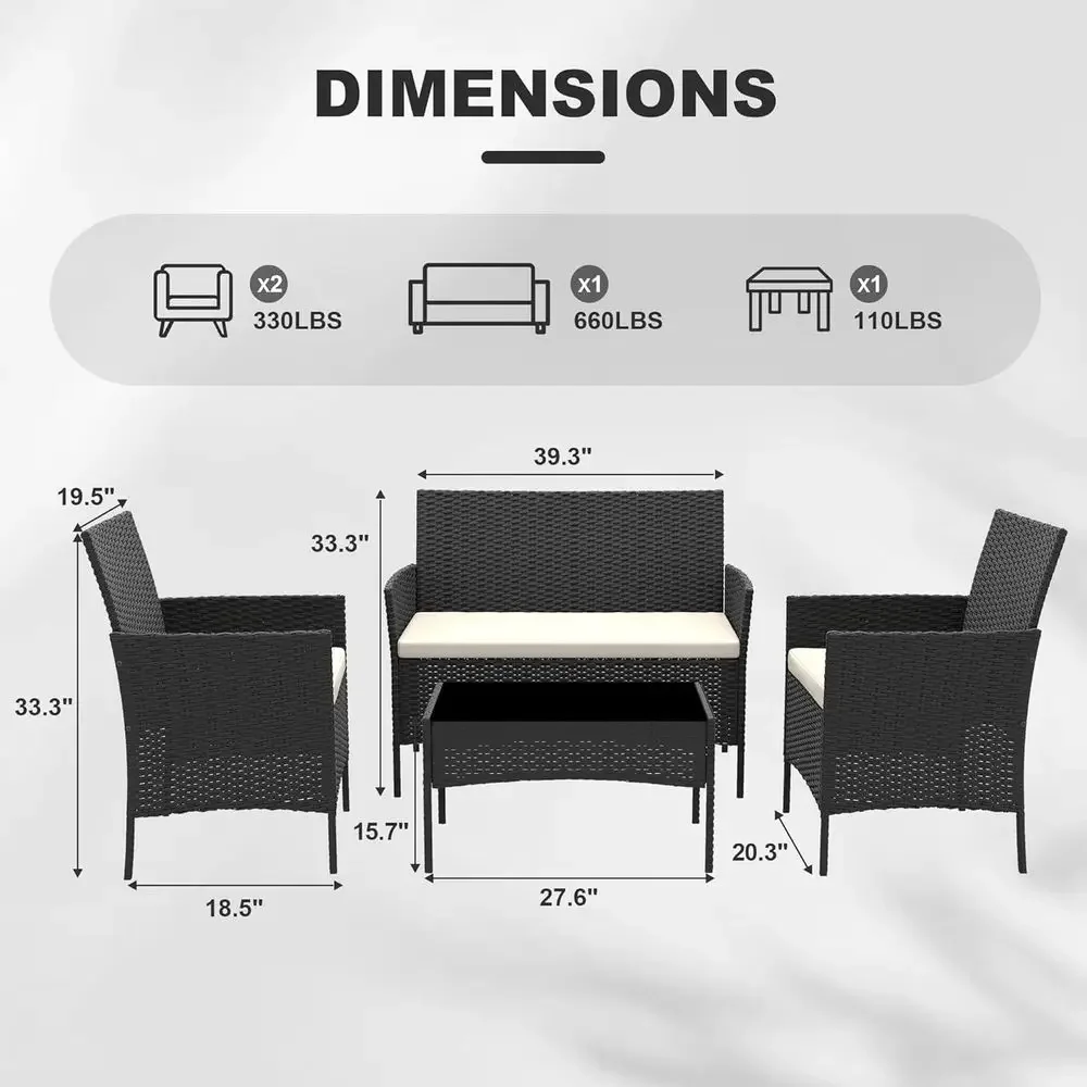 4-Piece Wicker Rattan Patio Fu - Outdoor Furniture Loveseat ulasan dan harga