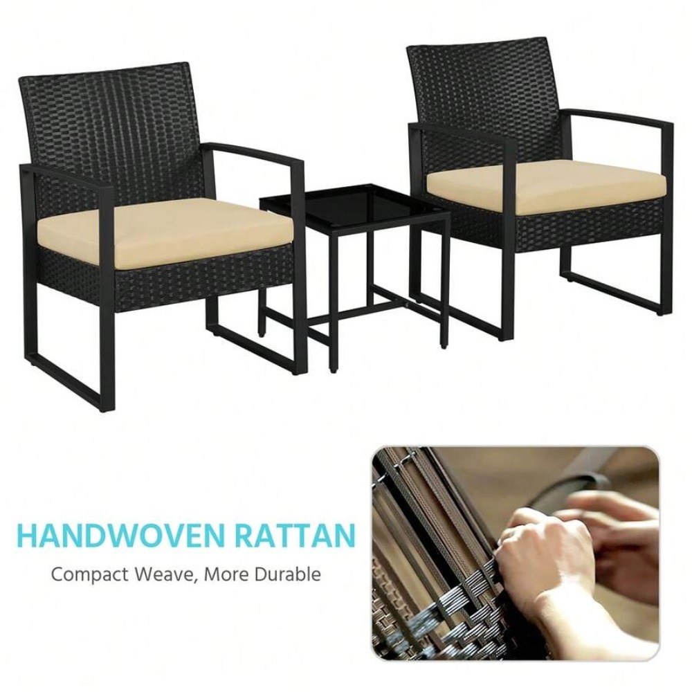 3 Piece Outdoor Wicker Furnitu - Outdoor Furniture Table And Chairs ulasan dan harga