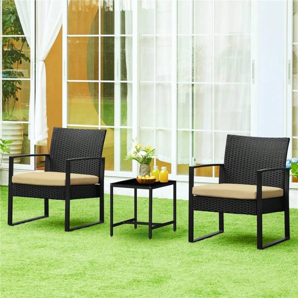3 Piece Outdoor Wicker Furnitu - Outdoor Furniture Table And Chairs ulasan dan harga