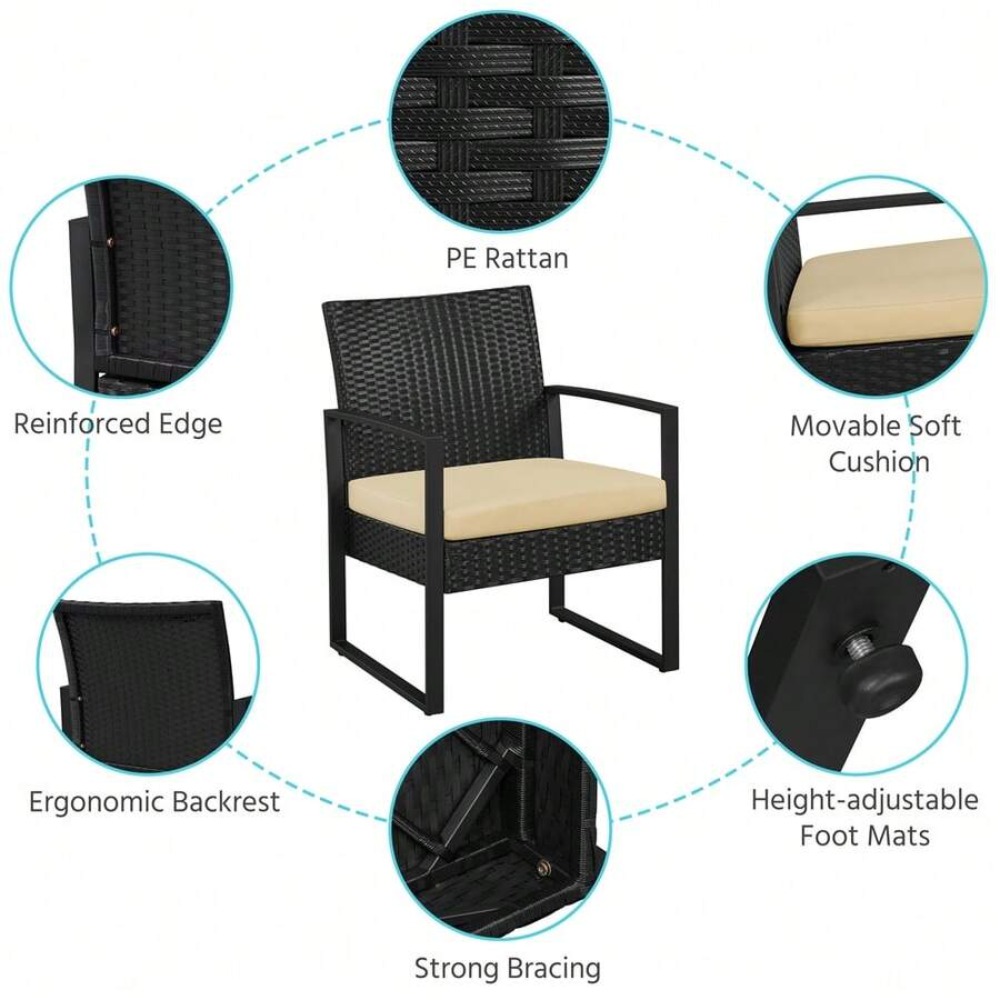 3 Piece Outdoor Wicker Furnitu - Outdoor Furniture Table And Chairs ulasan dan harga