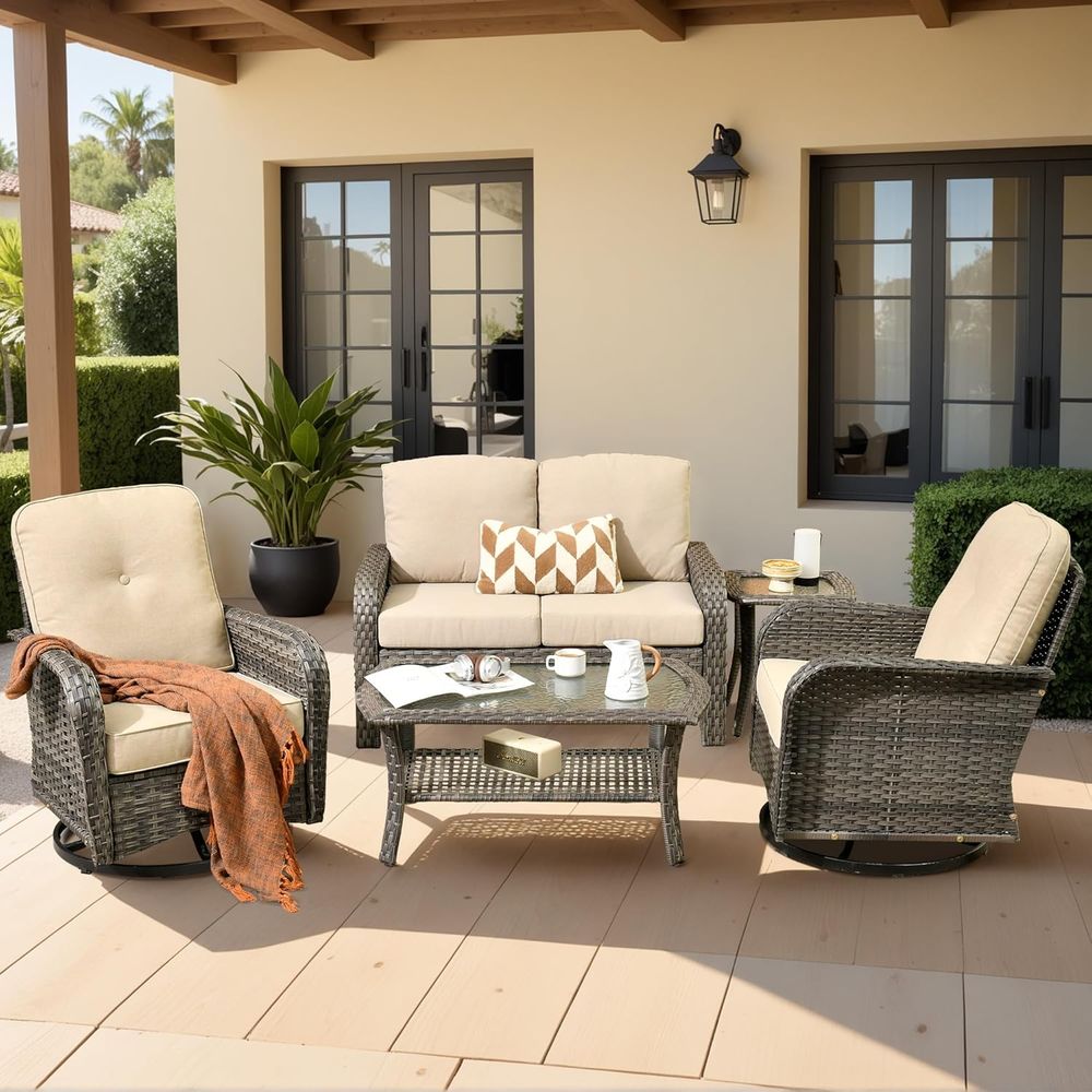 5-Piece Wicker Patio Furniture - Outdoor Furniture Loveseat ulasan dan harga