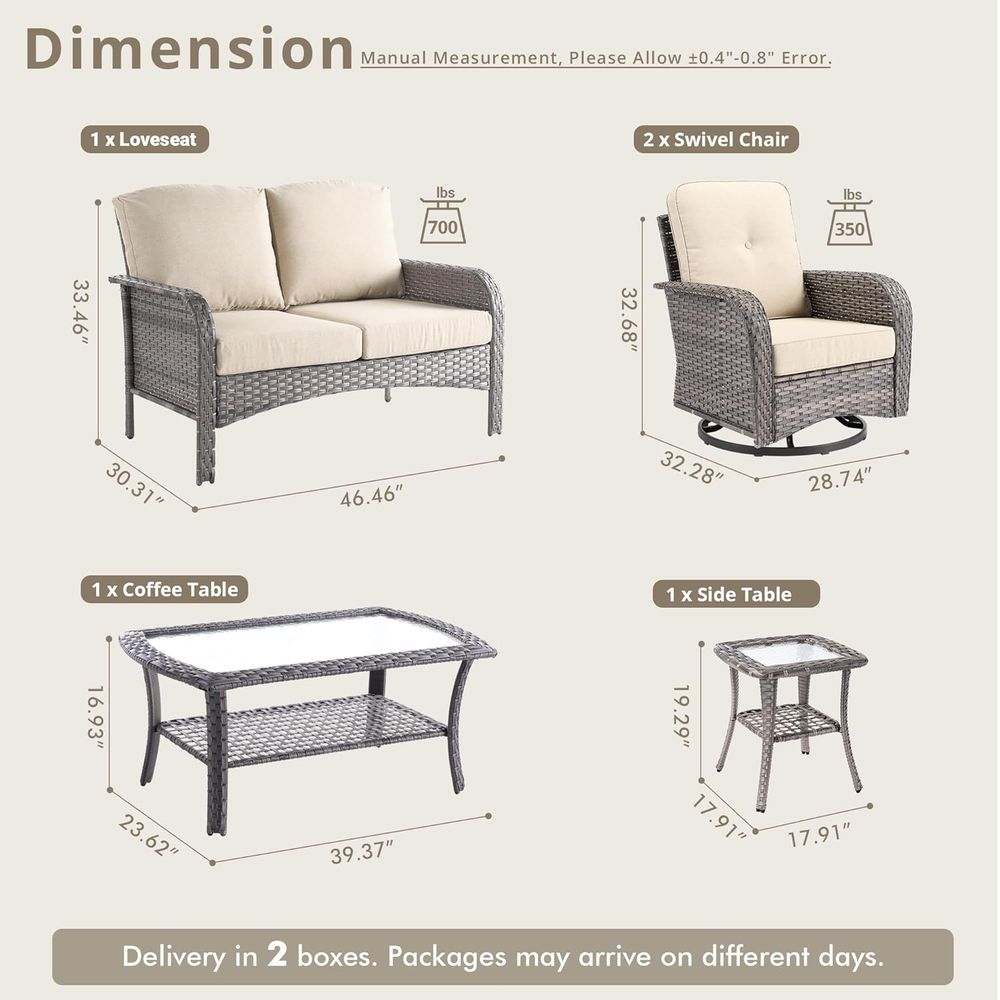 5-Piece Wicker Patio Furniture - Outdoor Furniture Loveseat ulasan dan harga