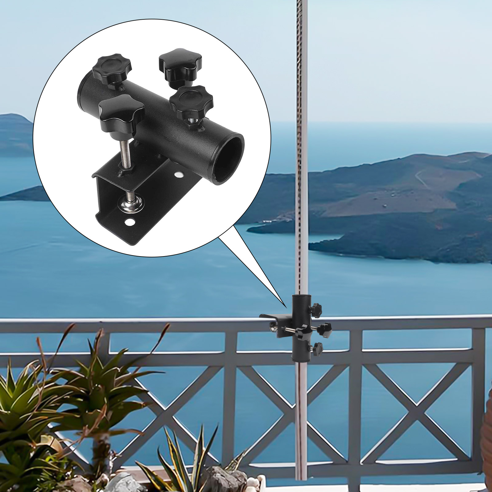 Balcony Umbrella Holder Clamp  - Outdoor Furniture Bali ulasan dan harga