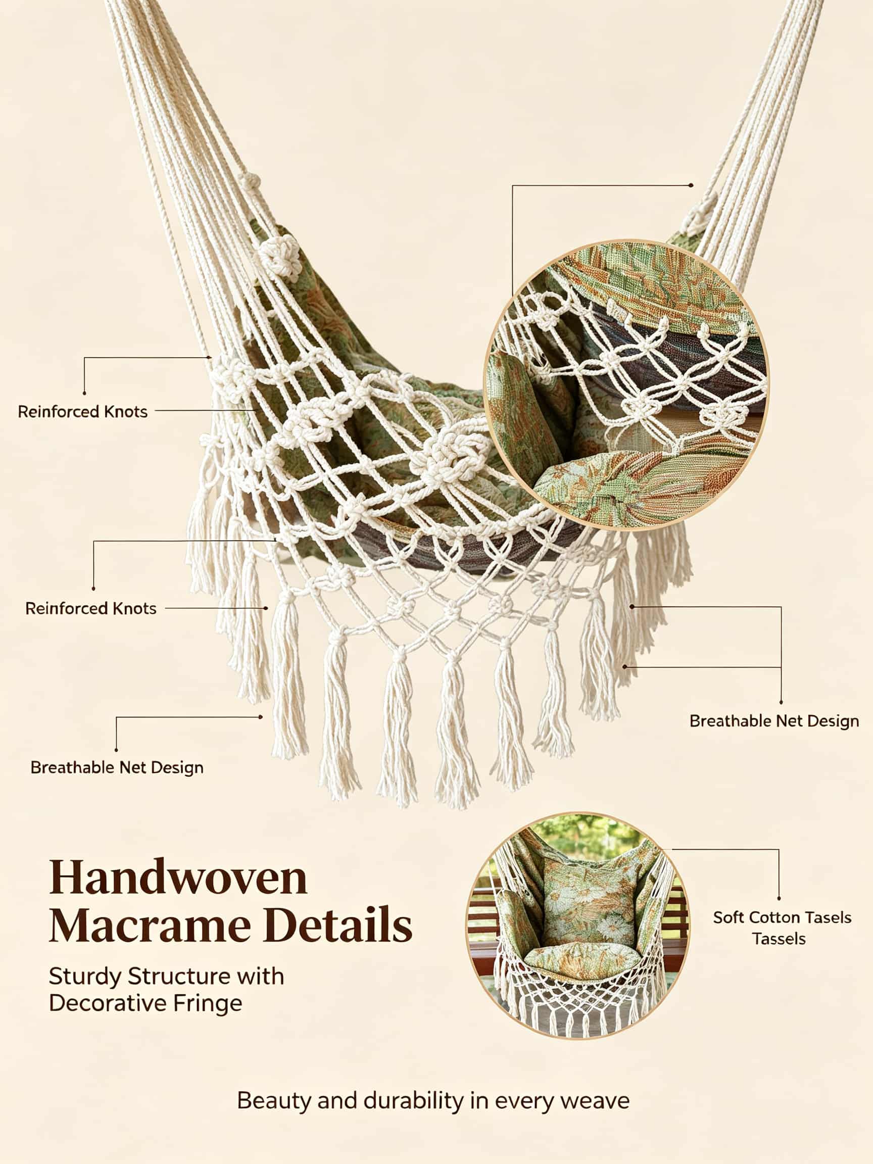 Boho Floral Hammock Swing Chai - Outdoor Furniture No Cushions ulasan dan harga