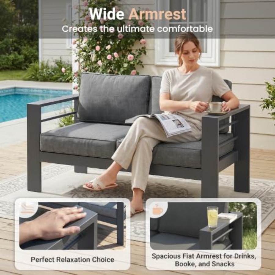 Aluminum Outdoor Loveseat with - Outdoor Furniture Loveseat ulasan dan harga