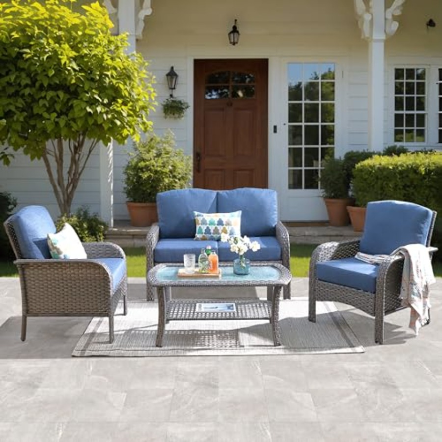 4-Piece Patio Furniture Set, O - Outdoor Furniture Loveseat ulasan dan harga
