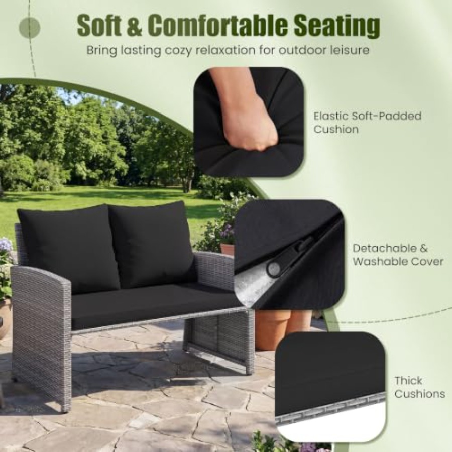 Outdoor Loveseat with 2 Ottoma - Outdoor Furniture Loveseat ulasan dan harga