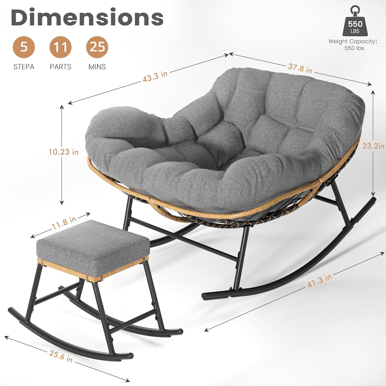 Oversized Papasan Rocking Chai - Outdoor Furniture No Cushions ulasan dan harga
