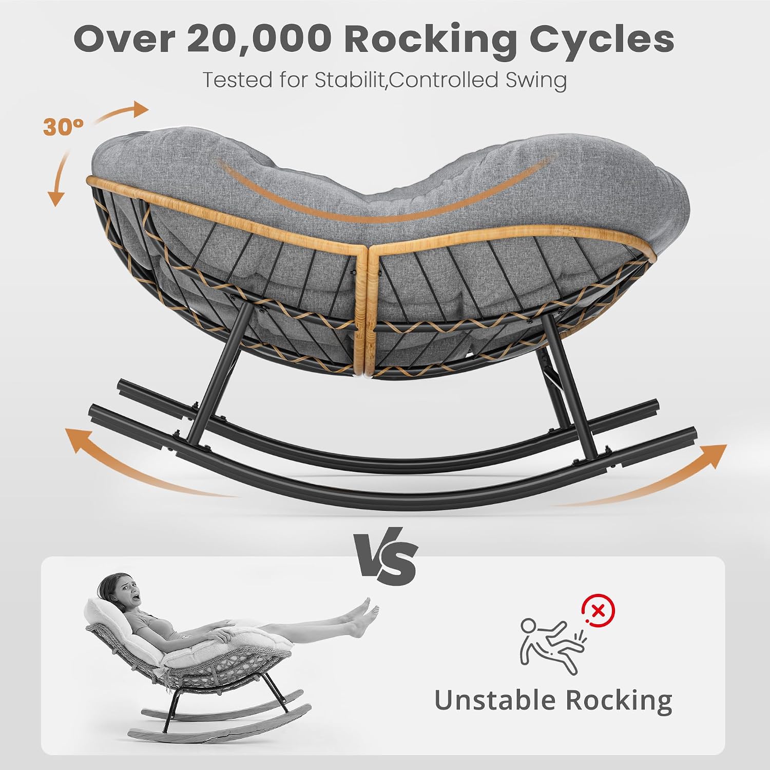 Oversized Papasan Rocking Chai - Outdoor Furniture No Cushions ulasan dan harga