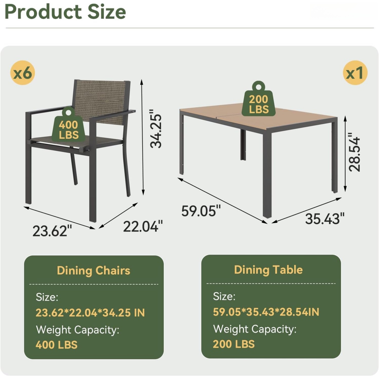 Aoxun 7 Piece Patio Dining Set - Outdoor Furniture Bali ulasan dan harga